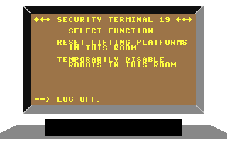 A security terminal screen